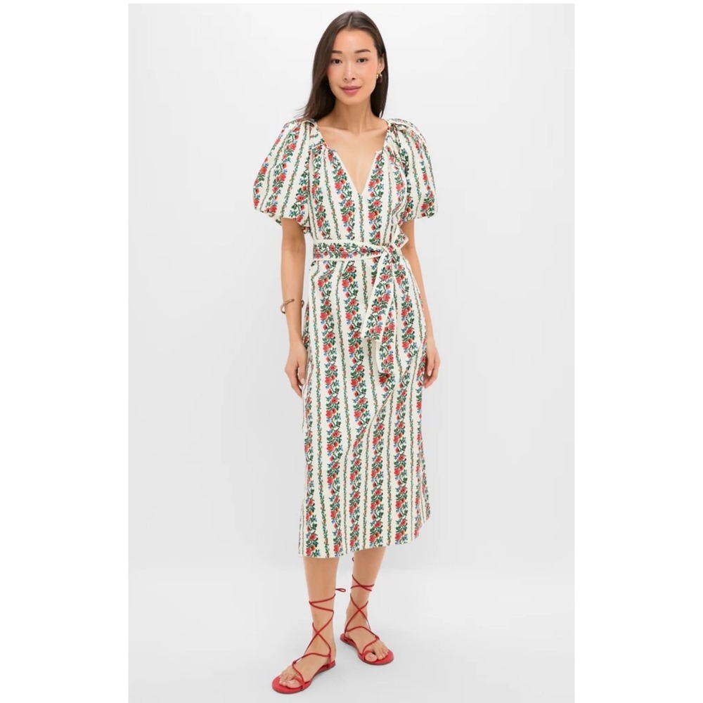 Tuckernuck x THE GREAT. Tapestry Floral Fairground Dress White Red Green XS NWT